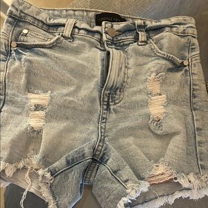 Kendall & Kylie Light Wash Distressed Denim Cutoff Shorts
